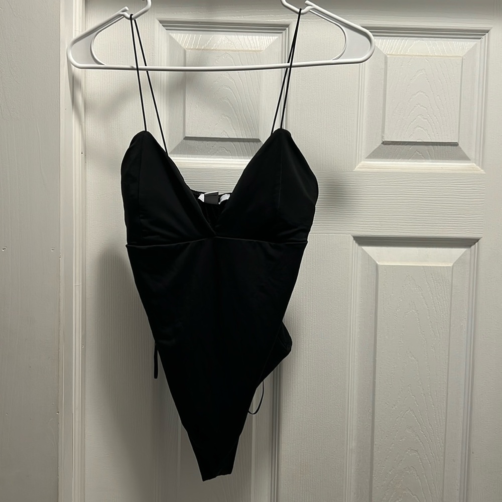 Black, tank bodysuit. Revamped. Size XS.